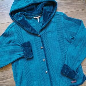 Gramicci Button Down Teal Blue Textured Jacket - Cotton USA Made - S